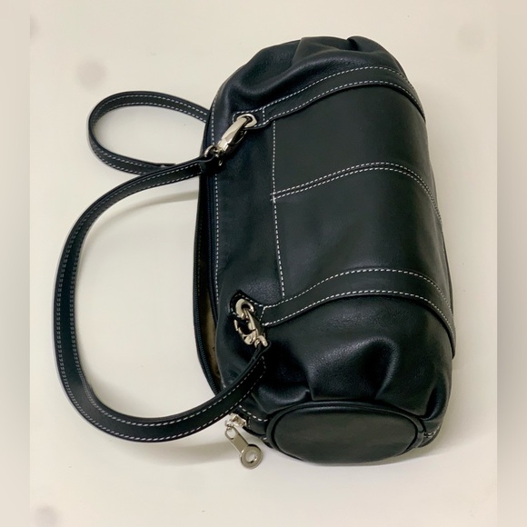 Y2K Vtg Black Leather Lee's Needle Art Handbag Purse - Picture 12 of 16